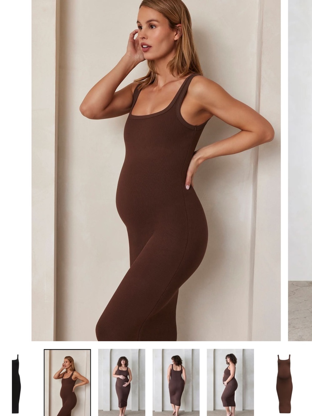 Women's Maternity Midi Tank Dress - Brown